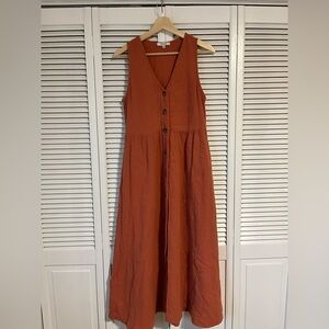 Madewell Lightspun Button-Front Tank Midi Dress